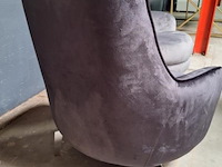 Lounge fauteuil v.v. fluwelen stoffen bekleding en metalen poten - afbeelding 3 van  4