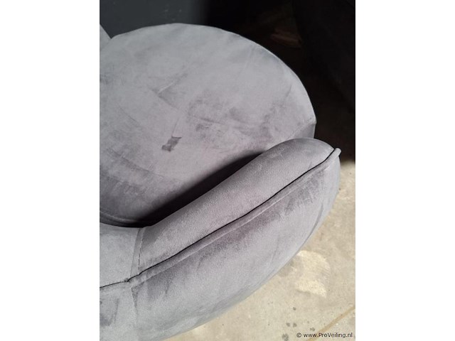 Lounge fauteuil v.v. fluwelen stoffen bekleding en metalen poten - afbeelding 3 van  5