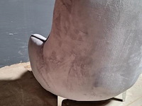 Lounge fauteuil v.v. fluwelen stoffen bekleding en metalen poten - afbeelding 4 van  5