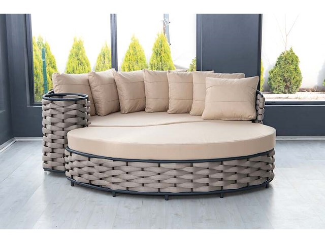 Loungebed, cot, wit, beige - afbeelding 1 van  3