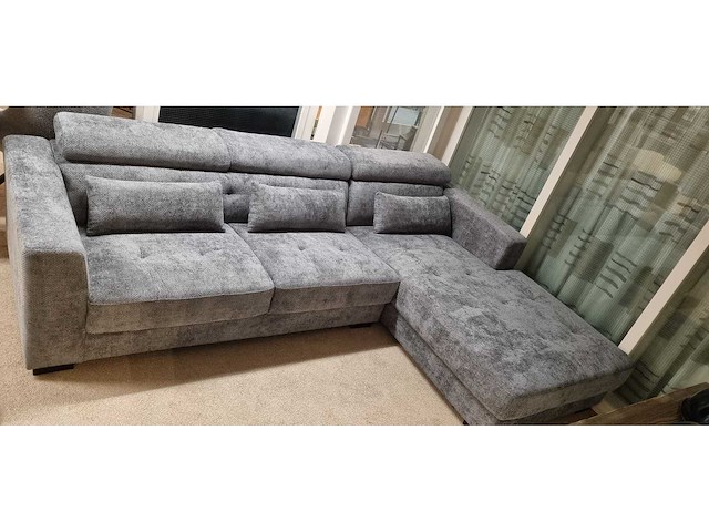 Loungechair links grey- 280 x 180 cm-boucle grey-loungechair links - afbeelding 1 van  3