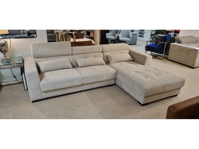 Loungechair links taupe- 280 x 180 cm-boucle taupe-loungechair links - afbeelding 2 van  2