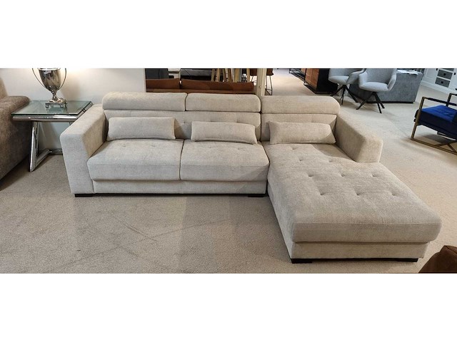 Loungechair rechts taupe- 2810 x 180cm-boucle taupe-loungechair rechts - afbeelding 1 van  3