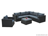 Loungeset - 7-delig wicker - zwart / antraciete kussens - afbeelding 1 van  3