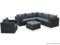 Loungeset - 7-delig wicker - zwart / antraciete kussens - afbeelding 2 van  3