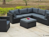 Loungeset - 7-delig wicker - zwart / antraciete kussens - afbeelding 3 van  3