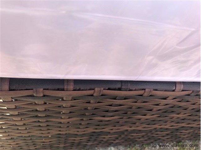 Loungeset - 8-delig wicker bruin + zandkleurig met parasol - afbeelding 2 van  3