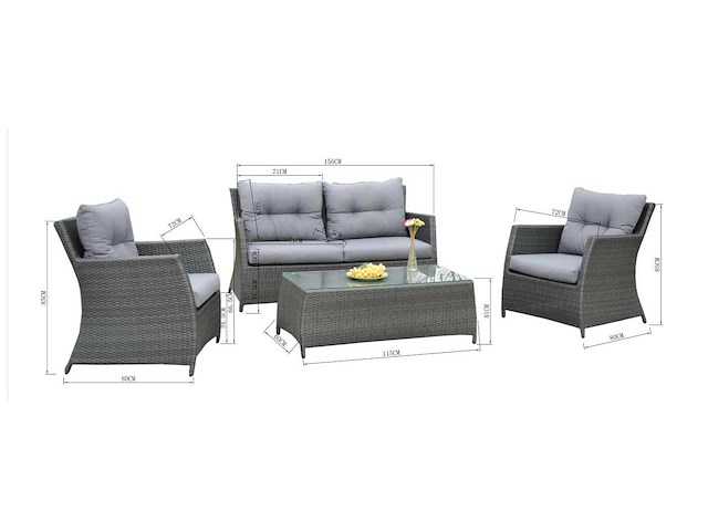 Loungeset - vonato - toscano - 0 - 4-delig - afbeelding 3 van  3