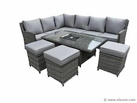 Loungeset 6-delig brown wicker / licht grijze kussens - afbeelding 1 van  2