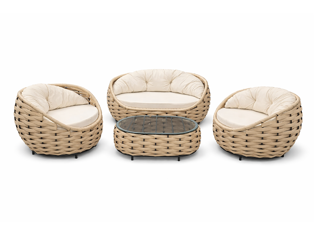 Loungeset, dawi, beige - afbeelding 1 van  3