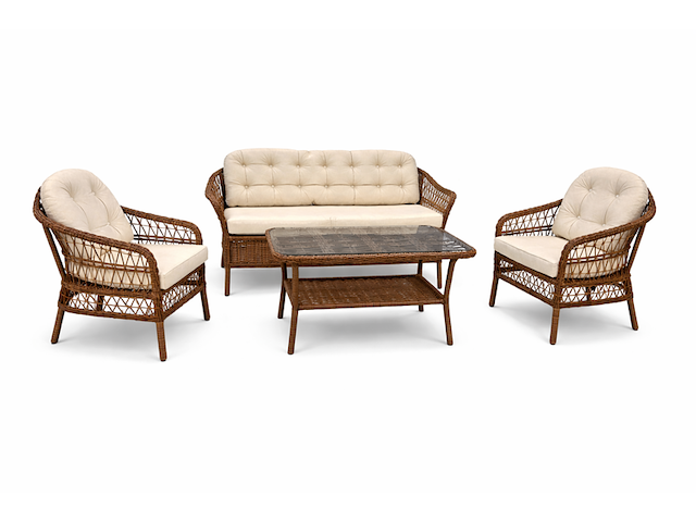 Loungeset, form, bruin, wit - afbeelding 1 van  3