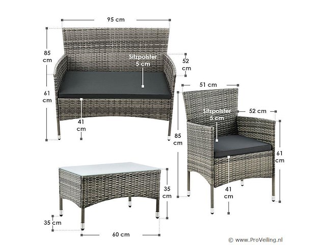 Loungeset fort myers beige/grijs - afbeelding 17 van  17