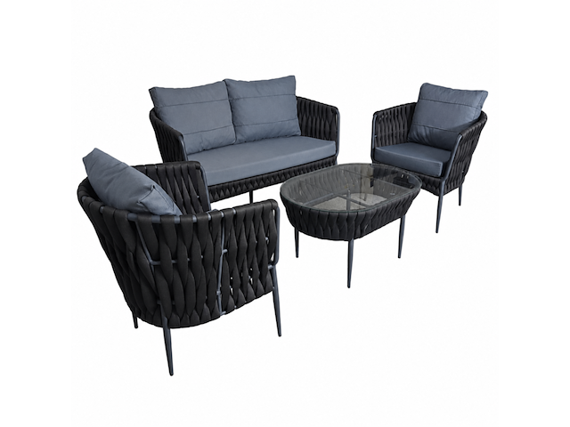 Loungeset, lara antraciet, antraciet donker, antraciet blauw - afbeelding 2 van  6