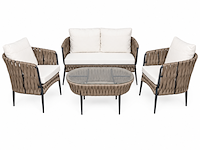 Loungeset, lara cappuccino, cappuccino, wit