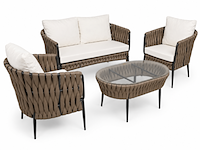 Loungeset, lara cappuccino, cappuccino, wit - afbeelding 2 van  6