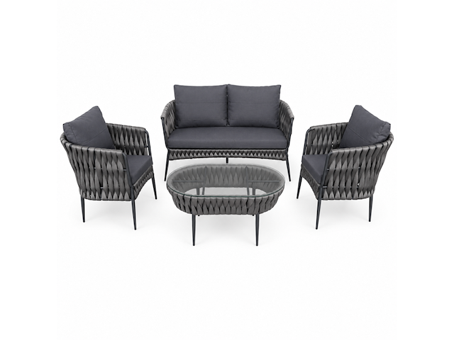 Loungeset, lara dark , donker taupe, blauw antraciet - afbeelding 1 van  6