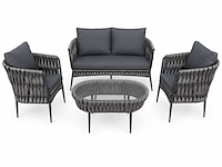 Loungeset, lara dark , donker taupe, blauw antraciet