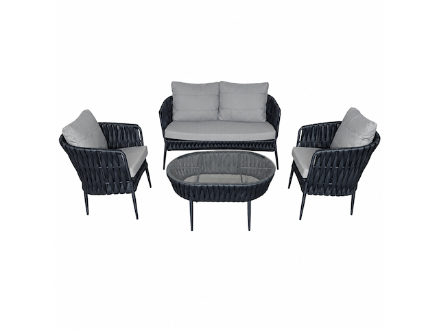 Loungeset, lara donker, blauw antraciet, licht grijs - afbeelding 1 van  6