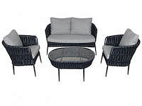 Loungeset, lara donker, blauw antraciet, licht grijs