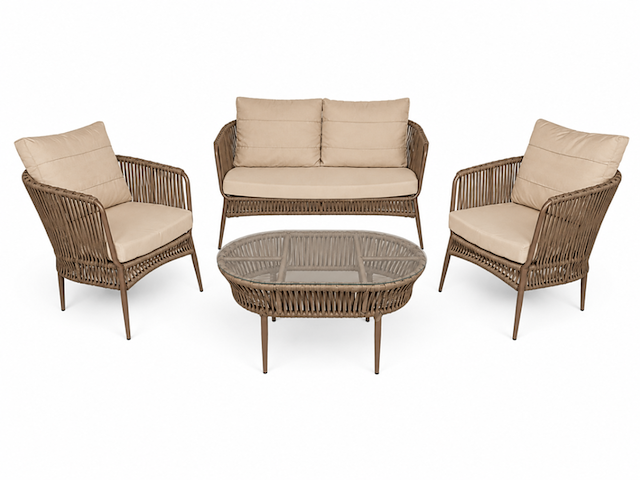 Loungeset, line, cappuccino, beige - afbeelding 1 van  6
