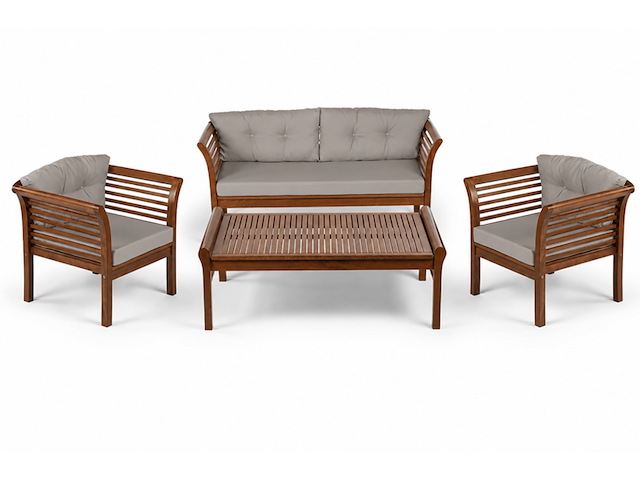 Loungeset, texel gri , walnoot, grijs - afbeelding 1 van  8
