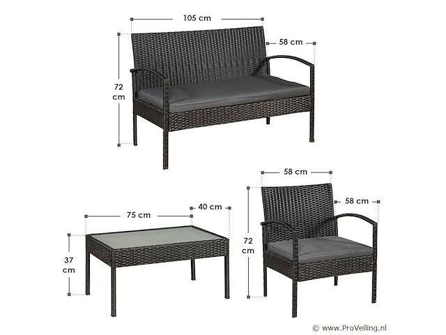 Loungeset trinidad zwart - afbeelding 5 van  11