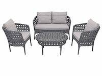 Loungeset, tuana grey, antraciet, licht grijs