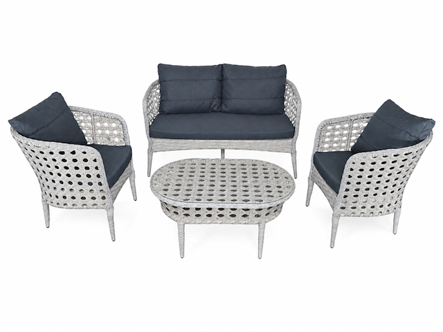 Loungeset, tuana white , wit, blauw antraciet - afbeelding 1 van  5