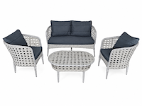 Loungeset, tuana white , wit, blauw antraciet