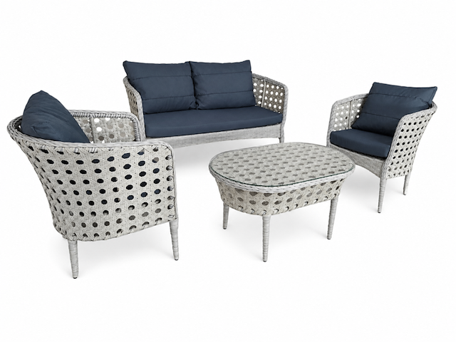 Loungeset, tuana white , wit, blauw antraciet - afbeelding 2 van  5