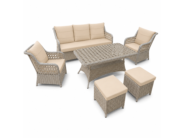 Loungeset, venice, wit/grijs, beige - afbeelding 1 van  7