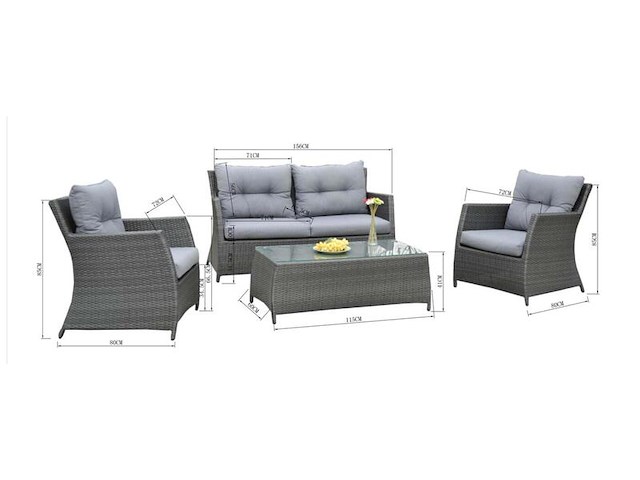 Loungeset vonato, 4-delig, antraciet - afbeelding 3 van  3