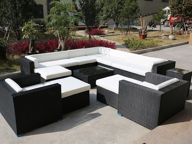 Loungeset vonato esparra zwart wicker - afbeelding 1 van  3