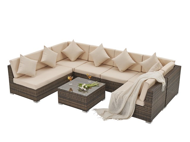 Loungeset vonato oasi bruin wicker - afbeelding 3 van  10
