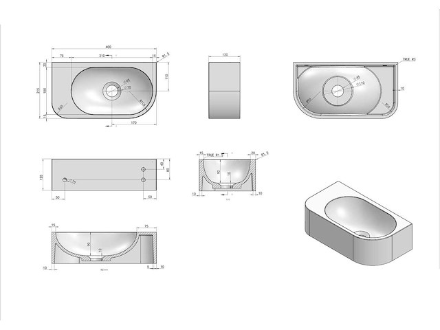 Luca sanitair - luva1333a - wandfontein links 40 x 21,5 - afbeelding 2 van  3