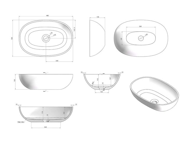 Luca sanitair - ovaal - luva1305a - waskom 48 x 32,5 cm - afbeelding 2 van  3