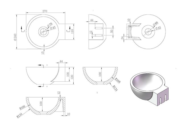 Luca sanitair - rond - luva1325 - wandfontein 27 x 24 cm - afbeelding 2 van  3