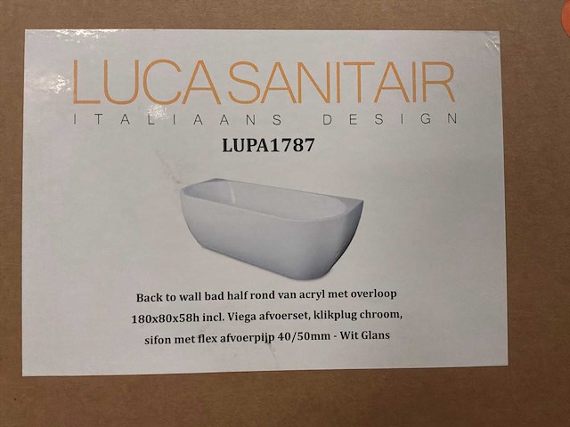 Luca sanitair lupa 1787 180x80x58cm douchebad - afbeelding 4 van  4