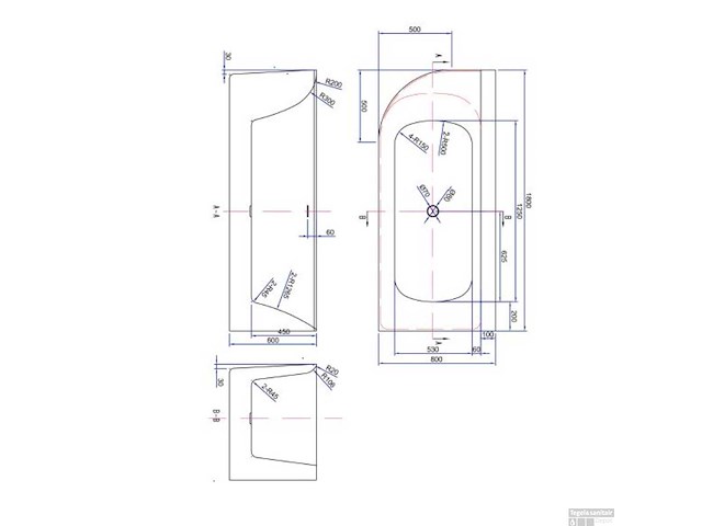 Luca sanitair lupa 1792 180x80x60cm douchebad - afbeelding 4 van  5