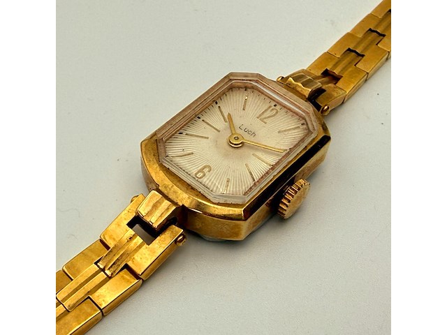 Luch goldplated vintage dameshorloge - made in ussr - afbeelding 1 van  8