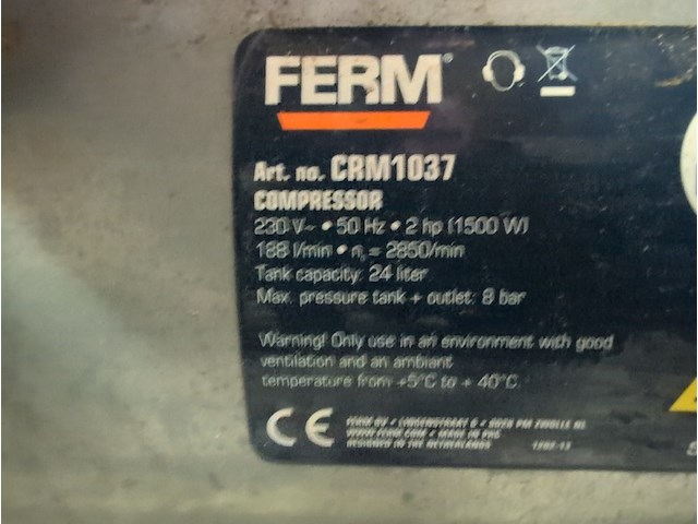 Luchtcompressor ferm, crm1037, bouwjaar 2012 - afbeelding 5 van  5