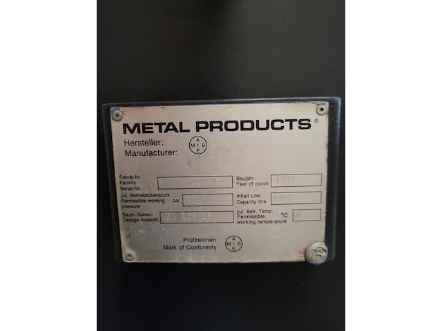 Luchttank 1000liter zwart, metal products, zu123/15, zwart, 1998 - afbeelding 4 van  4