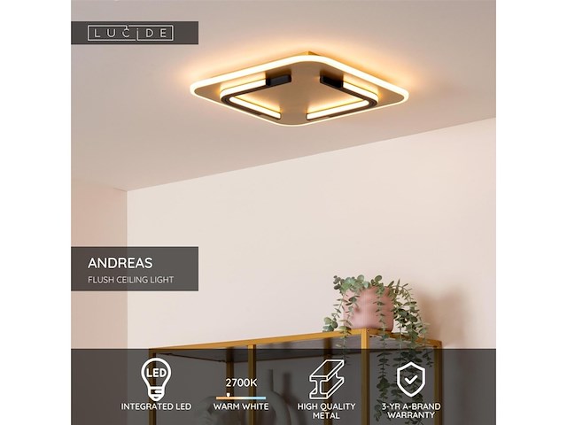 Lucide andreas plafonnire led mat goud/messing - afbeelding 4 van  4