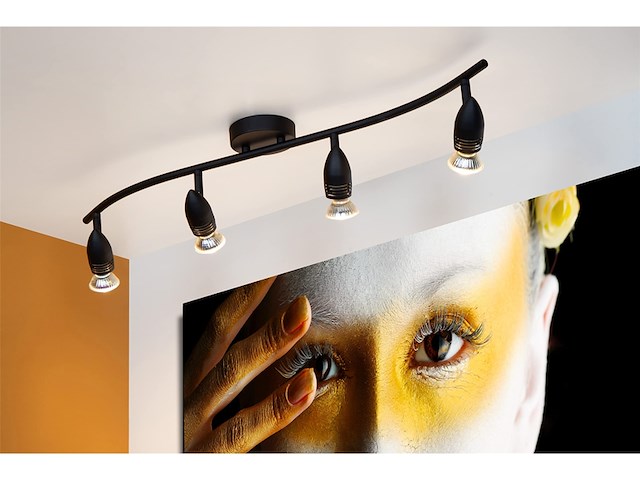 Lucide caro plafondspot 4xgu10 zwart - afbeelding 3 van  3