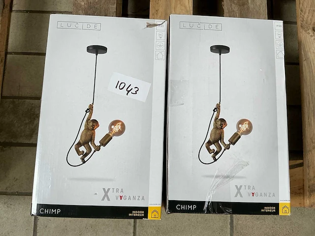Lucide chimp hanglampen (2x) - afbeelding 1 van  2