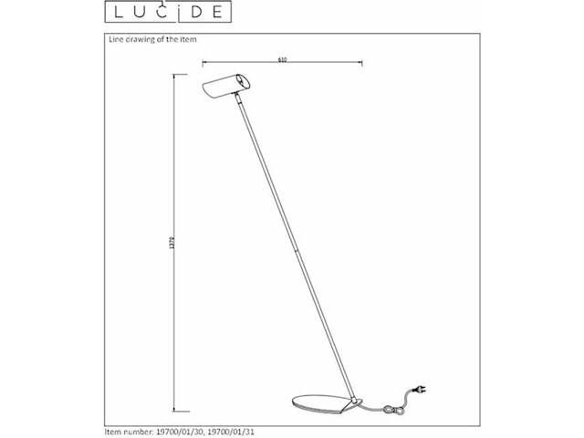Lucide hester vloerlamp gu10 wit - afbeelding 2 van  2