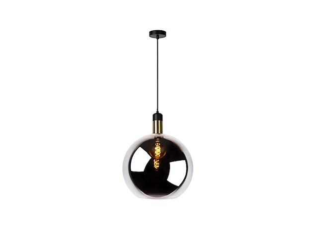 Lucide julius meta hanglamp 40 w smoke grey matt gold - afbeelding 1 van  4