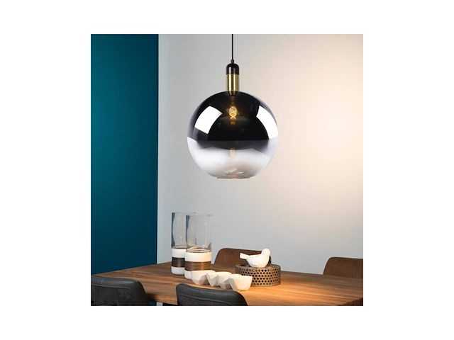 Lucide julius meta hanglamp 40 w smoke grey matt gold - afbeelding 4 van  4