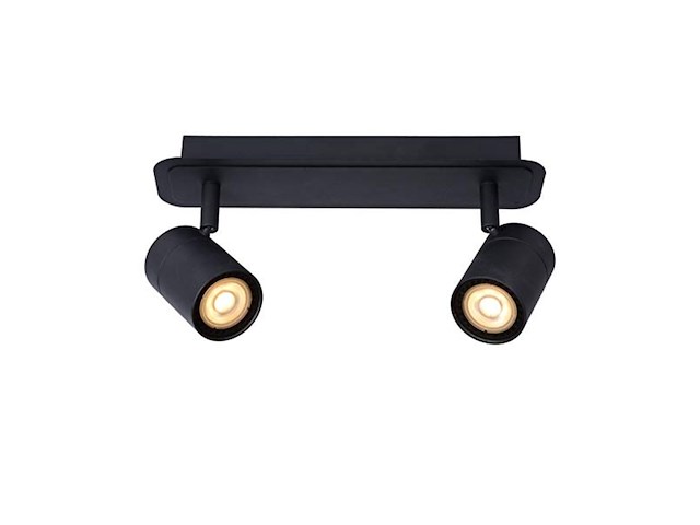 Lucide lennert wandspot gu10 2x 5w zwart - afbeelding 1 van  3
