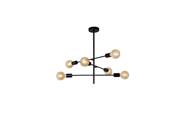 Lucide lester plafondlamp 6xe27 zwart - afbeelding 1 van  2